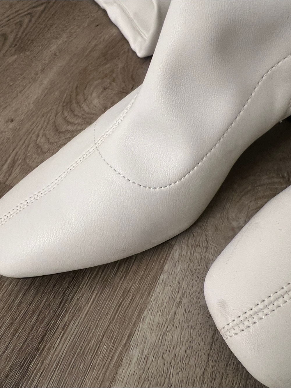 Katy Perry Collections White Over-the-Knee Boots with Sculpted Silver Heel - Picture 7 of 9